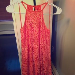 Orange lace cocktail dress